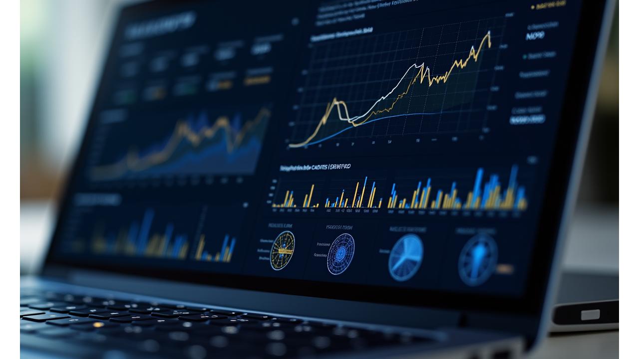 Mockup of a sophisticated digital dashboard displaying real-time color trend analytics