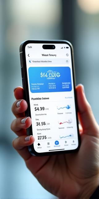 A smartphone displaying World Libery Financial's mobile investment app, showing a clean dashboard with portfolio overview, real-time data, and elegant design, emphasizing ease of use.