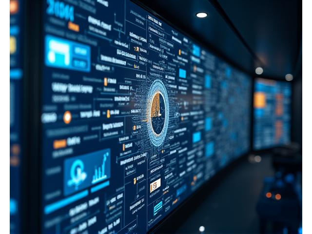 A dynamic digital display of a portfolio optimization engine, showing fluctuating stock charts, risk assessment metrics, and real-time performance graphs, indicating efficient financial management.