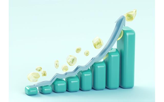 A dynamic, ascending financial graph visually representing long-term investment growth and positive impact metrics, with stylized ethical pigment elements subtly integrated.
