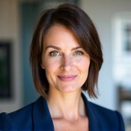 Portrait of Ms. Sarah Jenkins, art fund manager, confident and forward-thinking