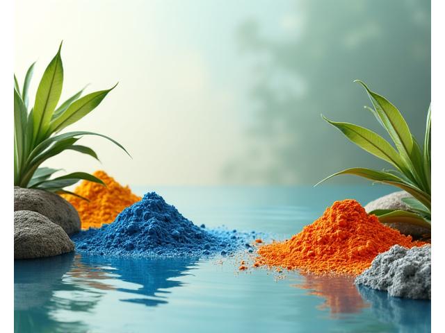 Artistic representation of a sustainable supply chain for pigments, emphasizing natural elements and ethical practices.